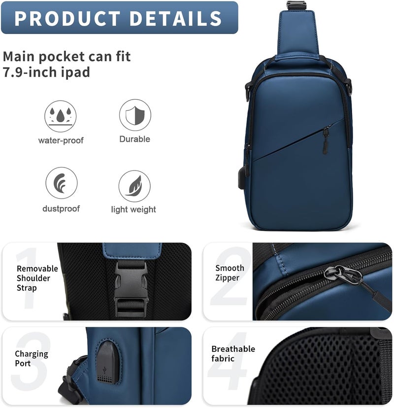 WEPLAN Messenger bag for Men,Small Sling Crossbody Backpack Shoulder Bag for Men Women,canvas Strap Backpack Sling Bag - Image 3